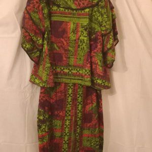 NUBIAN QUEEN  skirt and top medium size w/mix of lime green orange purple and bl